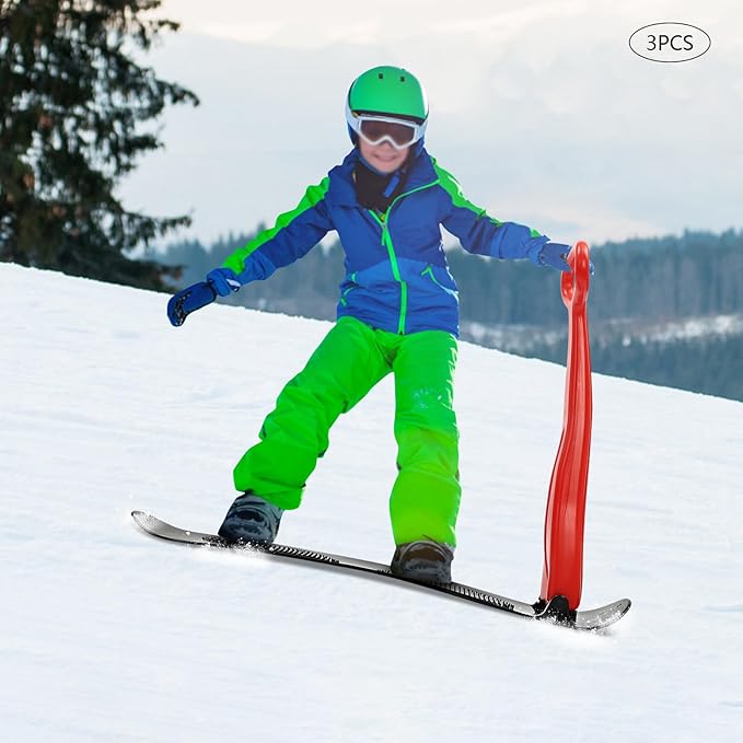 3 Pack Ski Scooter, Snow Sled, Fold-up Snow Scooter for Skiing (Black, Red)-StrideForce Fitness