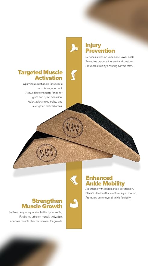 Squat Wedge Blocks - Pack of 2 Non-Slip Slant Board for Legs, Ankle, Calf Stretching - Squat Ramps for Lower Body Strength, Heel Elevation, Planks, Yoga with Bag & 30 Day Squat Challenge Chart-StrideForce Fitness