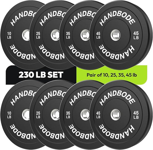Bumper Plates 2 - Inch Olympic Weight Plate Set for Barbell, 10-55 lb Rubber Weights Sets for Home Gym, Strength Training Plate, Weight Lifting, Black-StrideForce Fitness