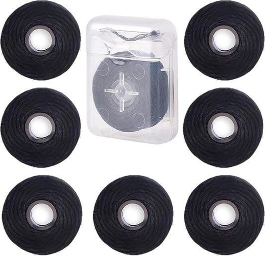 8Pcs/Pack Bamboo Charcoal Dental Flosser Mint Flavor Dental Floss Built-in Spool Flat Wire Replacement Core Dental Floss 50M Each(Comes with a Box for Easy Carrying) (Black)