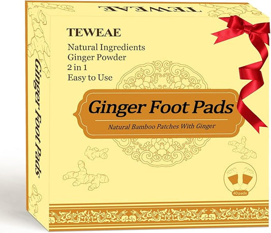 2 in 1 Ginger Foot Pads, 40Pads Tear and Use, Premium Natural Ingredients Ginger Powder, Bamboo Vinegar FootPads with ''Stay in Place'' Adhesive Pads Sheet (40 Pads)-StrideForce Fitness