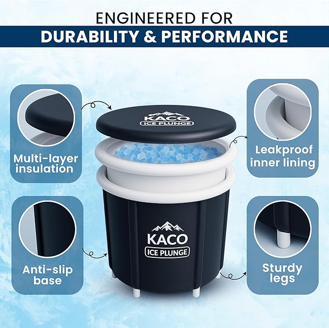 Ice Plunge Tub – Large Insulated Ice Bath for Cold Water Therapy – 100 Gallon Portable Ice Barrel for Athletes, Recovery & Wellness – Durable PVC, Easy Setup, Leakproof & Spacious-StrideForce Fitness