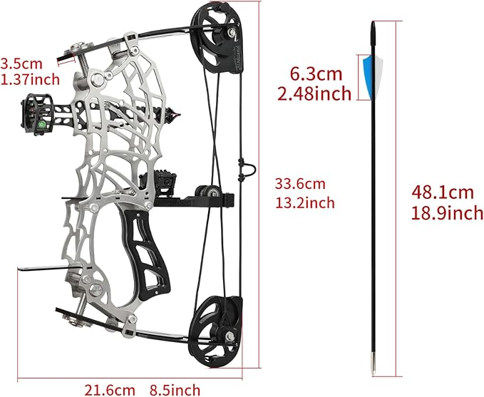Short Axle Compound Bow Hunting Package Adjustable Draw Weight 15-32 Lbs No Bow Press Needed Includes 8 Carbon Arrows, Wrist Release & Sight Left/Right Hand (Short Shaft Type 1)-StrideForce Fitness