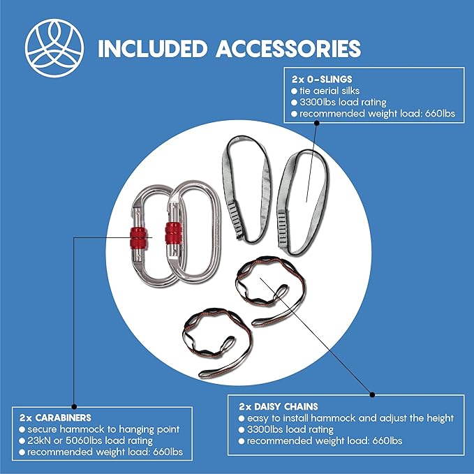 Aerial Silk Yoga Hammock & Swing for Home, Inversion Exercises, Starter Kit for All Levels - Durable with Extension Straps, Carabiners, and Pose Guide-StrideForce Fitness