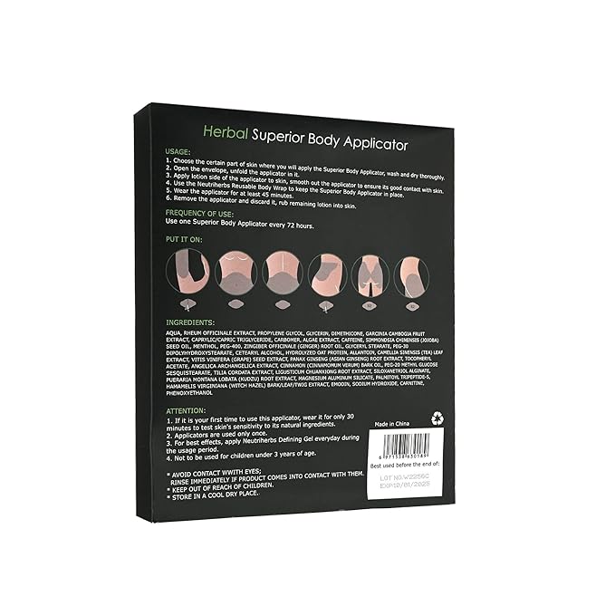Neutriherbs Body Applicator with Wrap, Effective Nature Formula to Shape, Tone, Firm Body, Works for Belly, Stomach,Legs,Arms,Buttocks (5pcs)-StrideForce Fitness