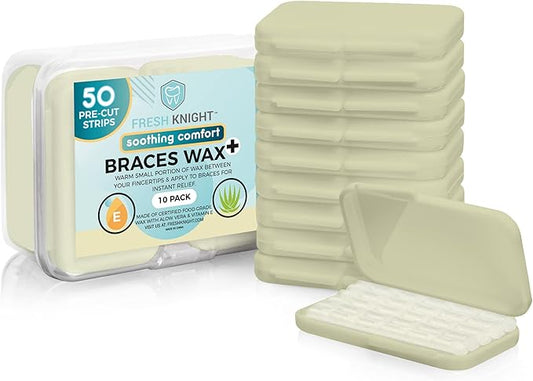 Fresh Knight Braces Wax. Dental Wax for Braces & Aligners - Premium Orthodontic Strips Food Grade (Aloe Green)