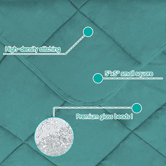 yescool Weighted Blanket (3 lbs, 36" x 48", Teal) Cooling Heavy Blanket for Sleeping Perfect for 20-40 lbs, Breathable Blanket with Premium Glass Bead, Machine Washable-StrideForce Fitness
