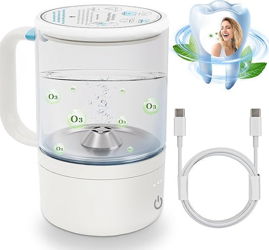 Ozone Hydrogen Water Cup – O3 Generator, 11oz Automatic Electrolytic for ozone water Oral Care, Fresh Breath, Teeth Brushing & Flushing, Multi-functional Purified Mouthwash Cup Healthy partner