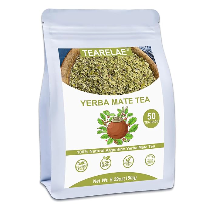 TEARELAE - Yerba Mate Tea - 3g x 50 Count - 100% Pure Unsmoked Yerba Mate Tea Bag - Country of Origin Argentina - Rich In Nutrients & Boost Energy-StrideForce Fitness