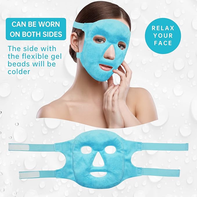 ZNÖCUETÖD Cold Face Eye Mask Ice Pack Reduce Facial Puff, Dark Circles, Gel Hot Heat Cold Compress Pack, Face SPA for Woman Sleeping, Pressure, Headaches, Skin Care, Post Laser Cosmetic Care[Blue]