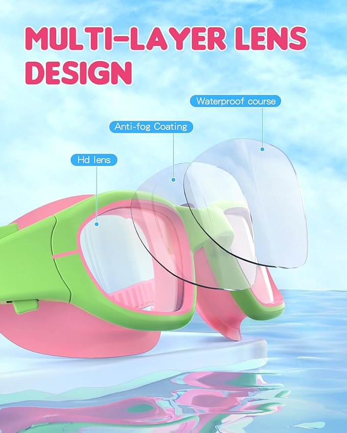 Kids Swim Goggles,Swimming Goggles for Kids 6-14, Anti-Fog UV Protection Pool Glasses for Boys Girls-StrideForce Fitness