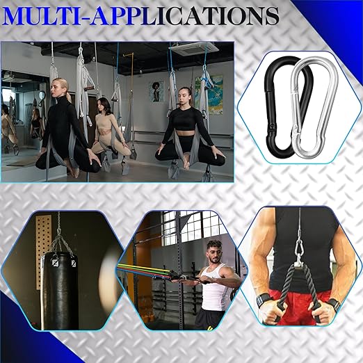 200 PCS M5 Carabiners, 3/16Inch Galvanized Steel Black Quick Link Small Carabiner Clips, 2'' Spring Carabiner Link Buckle for Fishing Camping Hammock Dog Leashes-220LBS Holding Capacity-StrideForce Fitness