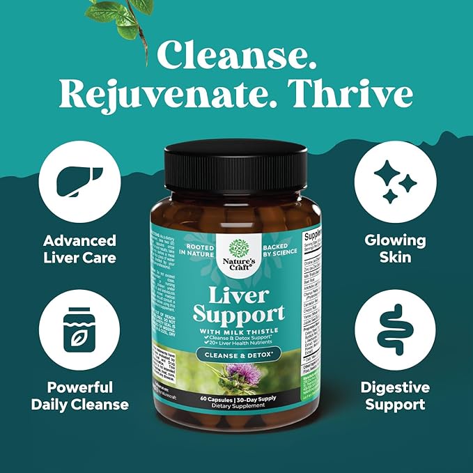 Natures Craft Liver Cleanse Detox & Repair 2 Pack Bundle - Herbal Liver Support Milk Thistle Supplement - Silymarin Milk Thistle Supplements with Dandelion Root, Choline, Beetroot & Artichoke Extract-StrideForce Fitness