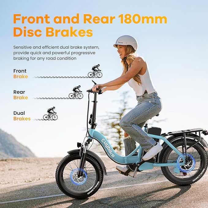 Folding Electric Bike for Adults with Peak 1000W Motor, 48V 20AH Battery up to 30MPH 80 Miles, 20" Fat Tire All Terrain Ebike, Front Suspension 7-Speed Commuter E Bike, Step-Thru, UL Certified-StrideForce Fitness