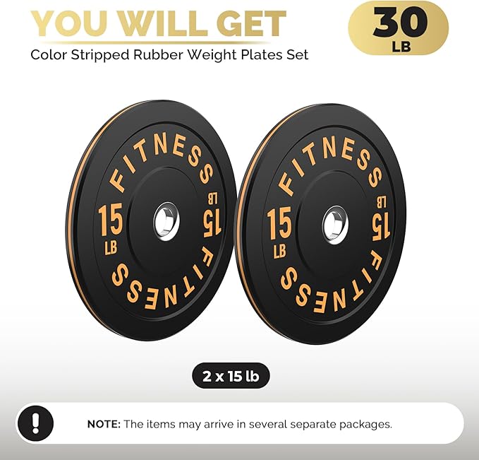 2 Inch Bumper Plates，10-500lbs，Barbell Rubber Olympic Weight Plates Set for Home Gym, Strength Training & Weight Lifting, Multiple Options Colors-StrideForce Fitness