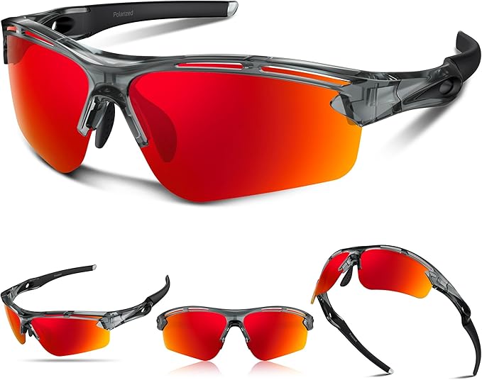 Polarized Sports Sunglasses for Men Women,UV400 Protection Sunglass for Running Cycling Fishing Hiking TR90-StrideForce Fitness