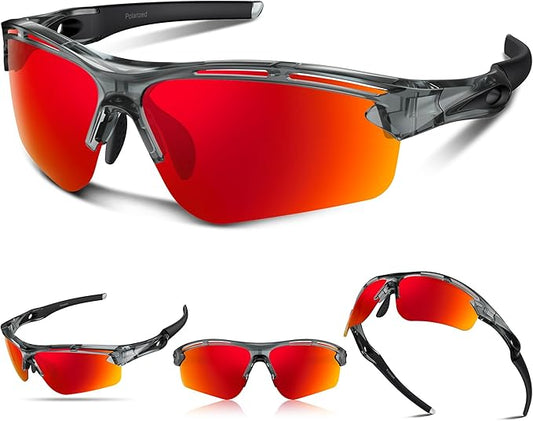 Polarized Sports Sunglasses for Men Women,UV400 Protection Sunglass for Running Cycling Fishing Hiking TR90-StrideForce Fitness