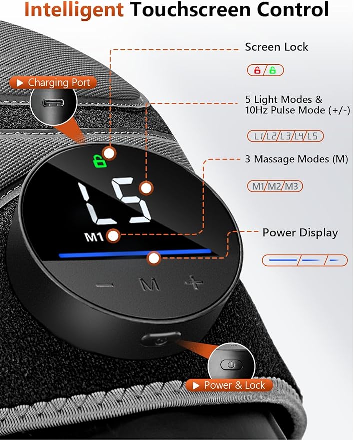 Upgraded 2.0 Red Light Therapy Knee Brace - Knee Massager with 4 Vibration Areas,Wireless Controller,FSA HSA Eligible Near Infrared Red Light Therapy Heated Device for Knee Elbow Shoulder Pain-StrideForce Fitness