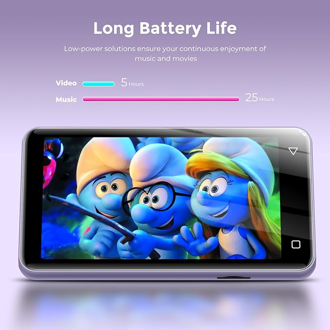 innioasis 80GB MP3 Player with Bluetooth and WiFi, MP3 Player for Kids with Spotify, Spotify Kids, Pandora, Audible, 4.0" Touch Screen Music Player with Parental Controls, Up to 1TB (White+ Purple)-StrideForce Fitness