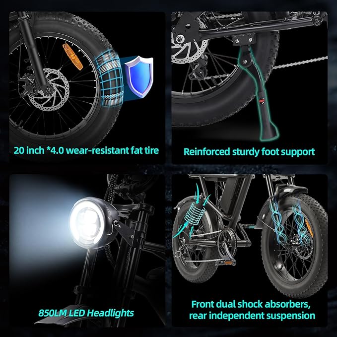 Electric Bikes for Adults,50-120Miles by Pas Ebikes,1000/15000W,720/1440WH E Dirt Bike,Shemano 7-Speed E Bikes,20'*4.0 Fat Tire Ebike,Dual Disc Brake Electric Motorcycle-StrideForce Fitness