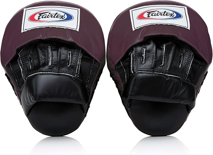 Fairtex FMV9 Contoured Focus Mitts |Striking Accuracy & Protection for Boxing, Muay Thai, Kickboxing |Ergonomic Design, Soft Padding, Secure Fit Leather-StrideForce Fitness