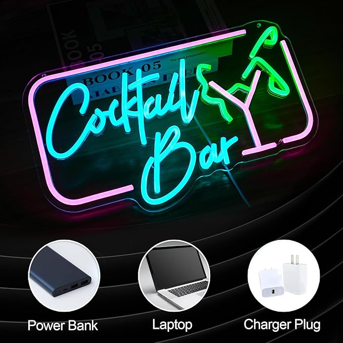 Cocktail Bar Neon Sign for Wall Decor Led Women Sign USB Goblet light up sign Dimmable Cocktail neon Light for Bar Club Pub Store Home Decor-StrideForce Fitness