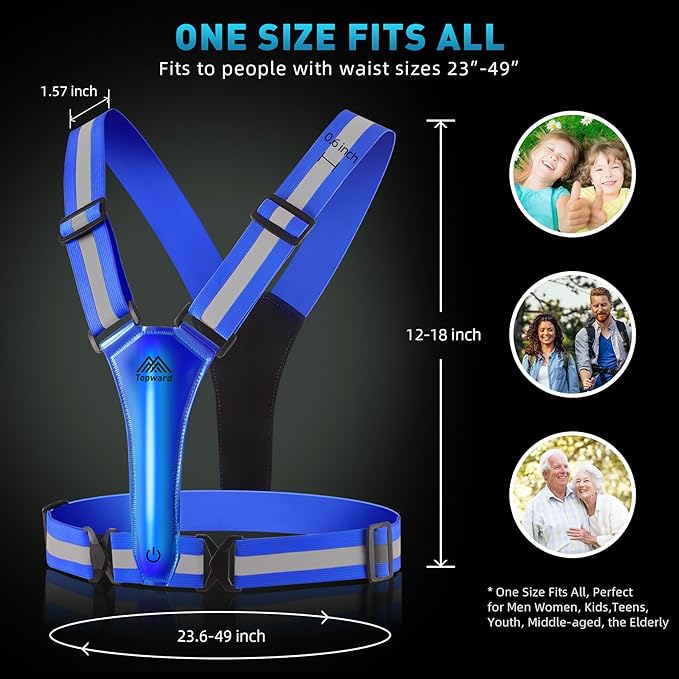 LED Reflective Vest Safety Gear, Light Up Vest for Night Walking Cycling, High Visibility Running Vest with Reflective Strips-StrideForce Fitness