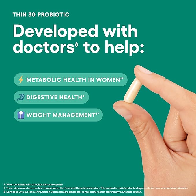 Physician's CHOICE Probiotics for Weight Management & Bloating - 6 Probiotic Strains - Prebiotics - Key ingredient Cayenne - Supports Gut Health - Weight Management for Women & Men - Green Tea - 30 CT-StrideForce Fitness