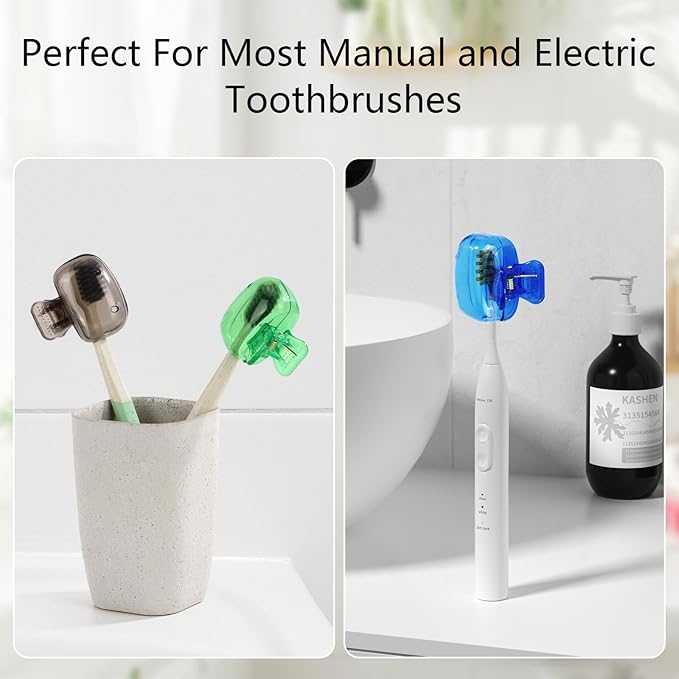 Tecbeauty 12Pcs Toothbrush Head Covers Travel Toothbrush Protector Cap Brush Pod Case Protective Plastic Clip for Household Travel, Camping, Bathroom, Multiple Color