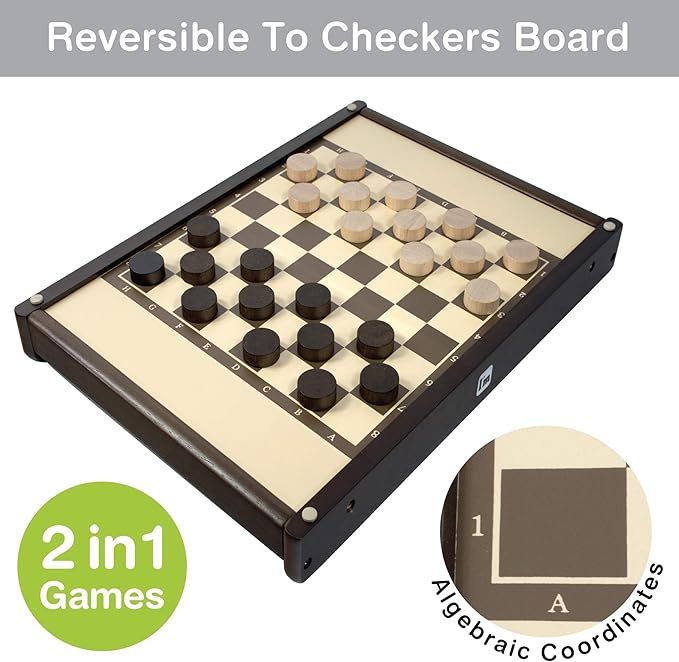 Tricket VS Checkers : Wooden Multi Tabletop Indoor Portable Board Games for Kids and Family-StrideForce Fitness