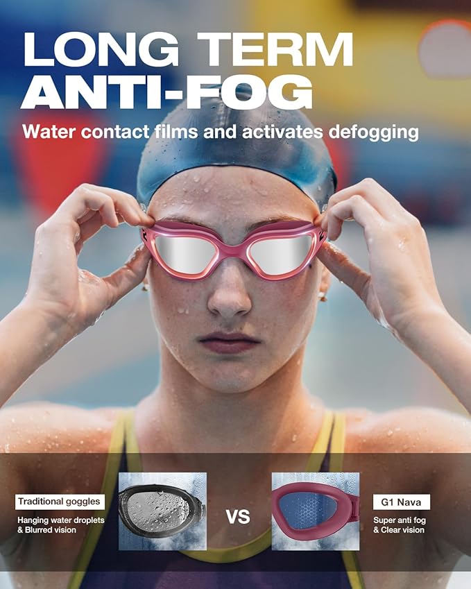 ZIONOR G1 Nava Super Anti-Fog Unisex Swim Goggles Mirror/Bright Smoke Lens-StrideForce Fitness