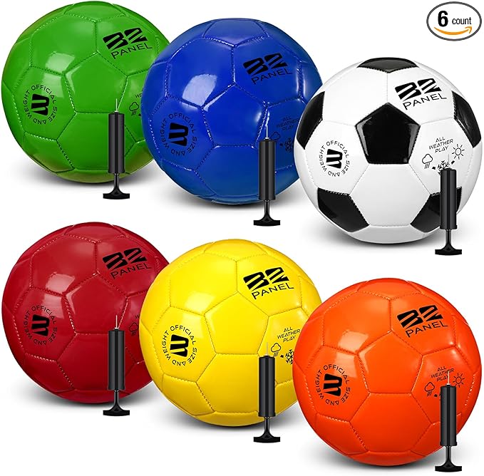 Deflated Soccer Balls with Pump Bulk Outdoor and Indoor Training Practice Soccer Ball Machine Stitched for Sports Birthday Gift Party Supplies-StrideForce Fitness