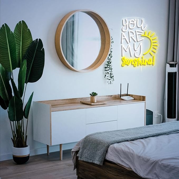 You Are My Sunshine Neon Sign Dimmable Pretty Sunshine Neon Light for Wall Decor USB Powered Sunrise Led Light Up Sign for Wedding Bedroom Lovers Party Celebrate Decor-StrideForce Fitness