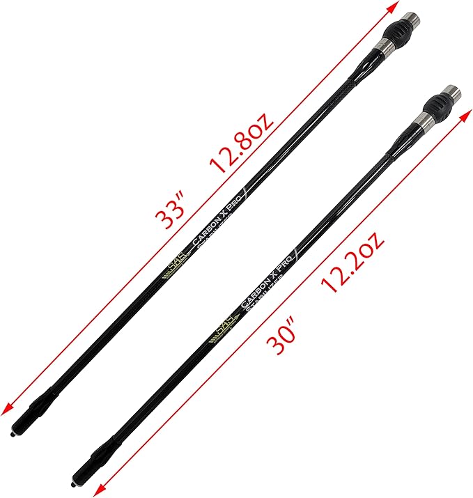 SAS Carbon X Pro Bow Stabilizer Main Bar for Compound Bows with Dampener and Weights Ultra Lightweight 27in 30in-StrideForce Fitness