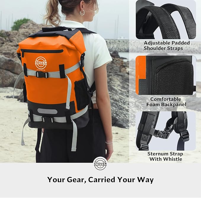 STOVER 5/10/25/30/40/55L Waterproof Backpack- Floating Dry Bag for Kayaking, Travel, Beach, Hiking, & Camping, Men/Women-StrideForce Fitness