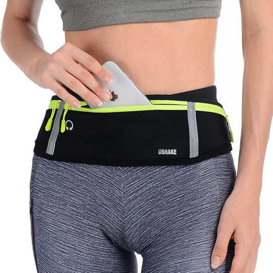 USHAKE Slim Running Belt, Workout Fanny Pack for Men Women,Exercise Waist Pack for Apple iPhone Holder, Runner Belt for Running Walking Cycling Camping Gym-StrideForce Fitness