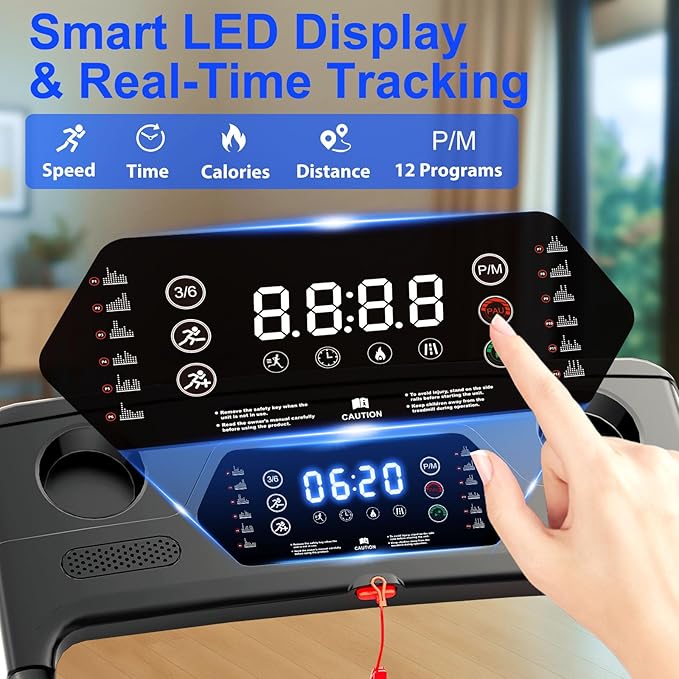 Treadmill with 5% Incline, Walking Pad Treadmill with Handle Bar, Portable Folding Treadmills for Running and Walking, 3.0HP Brushless Motorized, 5 Layers Shock-Absorbing-StrideForce Fitness