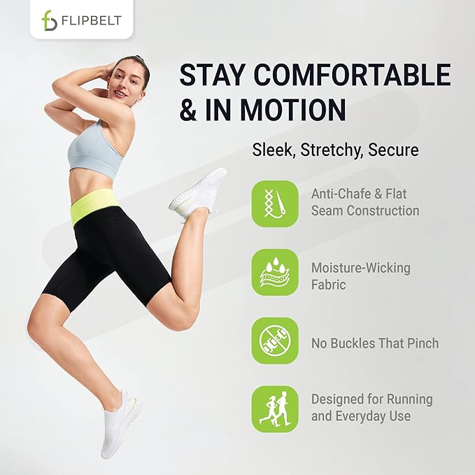 FlipBelt Classic Running Belt, Running Fanny Pack for Women and Men, USA Company-StrideForce Fitness