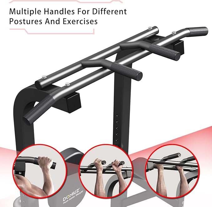Power Tower Pull Up Bar and Dip Station, Multi-Function Home Gym, Strength Training Fitness Equipment, Height Adjustable-StrideForce Fitness