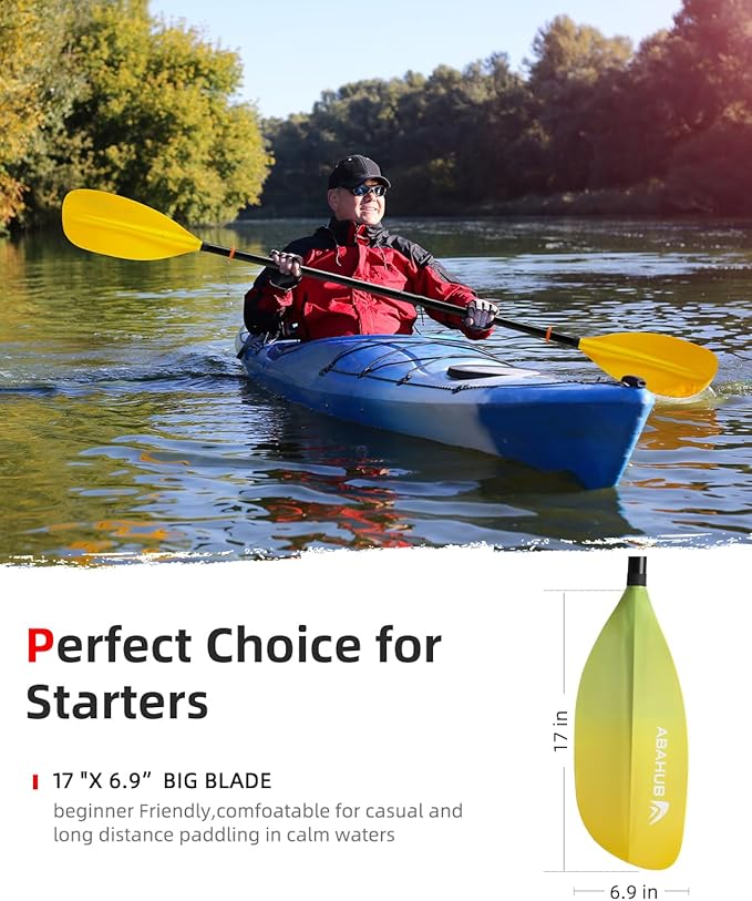 Abahub Adjustable Kayak Paddle 210-230 cm/ 230-250 cm Floating Kayaking Oars Boating Oars Canoeing Oars Black-StrideForce Fitness