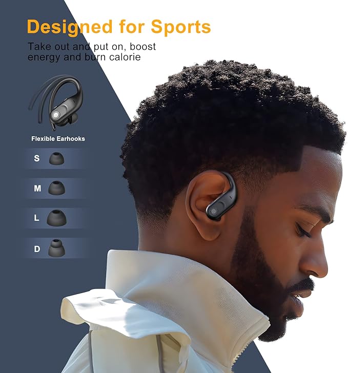 Wireless Earbuds Bluetooth Headphones 130Hrs Playtime with 2500mAh Wireless Charging Case LED Diaplay Hi-Fi Waterproof Over Ear Earphones for Sports Running Workout Gaming-StrideForce Fitness