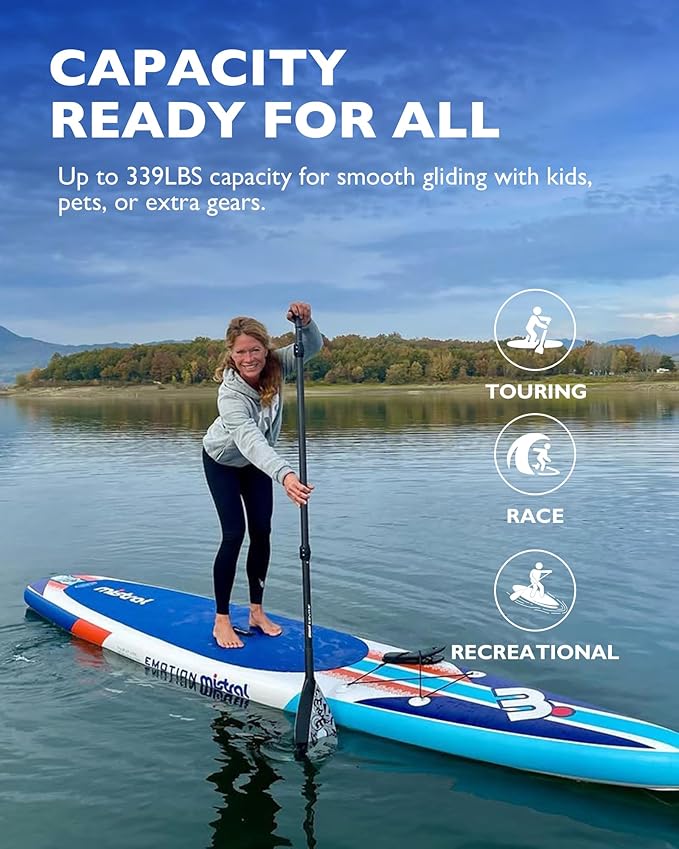 Mistral Stand Up Inflatable Paddle Board Racing & Touring Board 13'2"/ 14' Race Board, Backpack with Wheels, Durable ISUP for Youth & Adult, w/Premium SUP Accessories-StrideForce Fitness