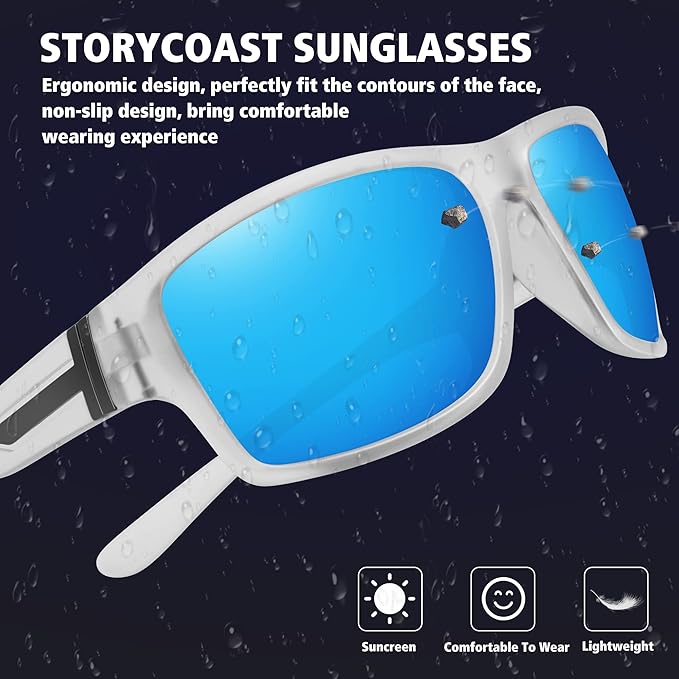 STORYCOAST Polarized Sports Sunglasses for Men Women Unbreakable Frame Cycling Fishing Driving-StrideForce Fitness