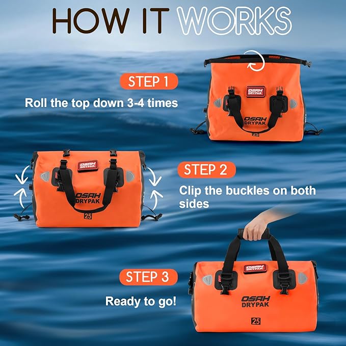 Waterproof Duffel Bag - Motorcycle Dry Bag Tail Bag with Large Storage Space, Waterproof Luggage Duffle Bags with Outer Mesh Zipper Pocket for Camping, Kayaking, Fishing & Traveling-StrideForce Fitness