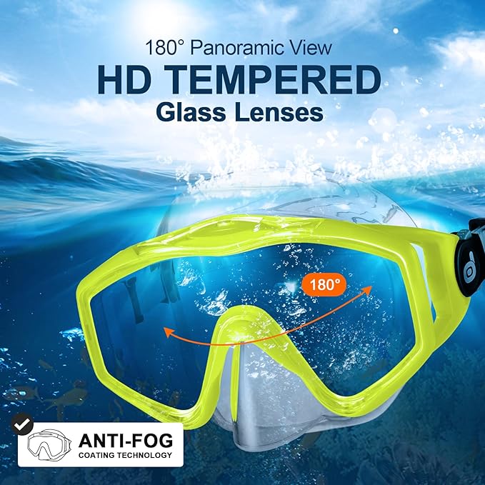 Odoland Kids Snorkeling Packages Snorkel Set, Dry Top Snorkel Mask with Adjustable Swim Fins for Boys and Girls Age 7-14-StrideForce Fitness