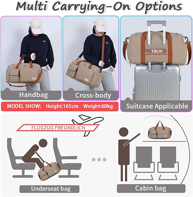 FIORETTO Women's Gym Duffle Bag with Shoes Compartment, 37L Capacity, Ideal for Travel, Gym, Sports, Duffel, Weekender-StrideForce Fitness