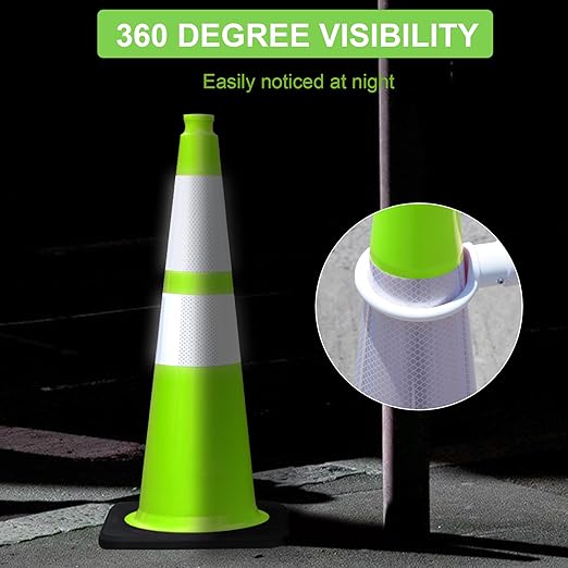 OrangeStar 8 Pack 28" Traffic Safety Cones, Green Cones Construction Cones w/Reflective Collar, Heavy Duty Base for Driving Practice, Parking Lots and Roadwork-StrideForce Fitness