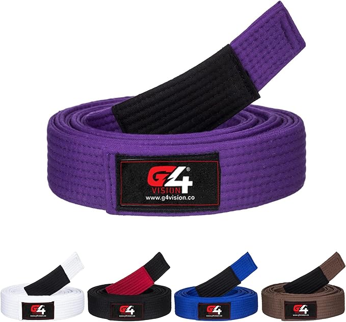 G4 VISION Jiu Jitsu Belt BJJ Belts Brazilian Adult A1 A2 A3 A4 Black Brown Purple Blue White-StrideForce Fitness