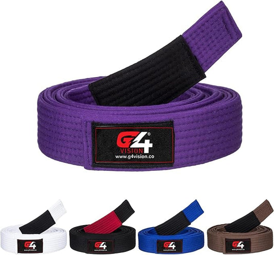 G4 VISION Jiu Jitsu Belt BJJ Belts Brazilian Adult A1 A2 A3 A4 Black Brown Purple Blue White-StrideForce Fitness