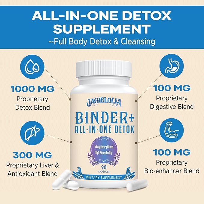 All-In-One Detox Binder Supplement 1500 MG - High Bioavailability, Liver Gut Detox Cleanse with Activated Charcoal, Zeolite & Bentonite Clay for Toxins, Liver, Digestive, 270 Vegan Capsules-StrideForce Fitness
